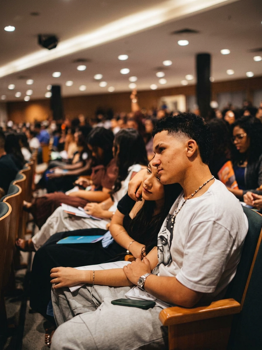 Jovens na plateia de um encontro